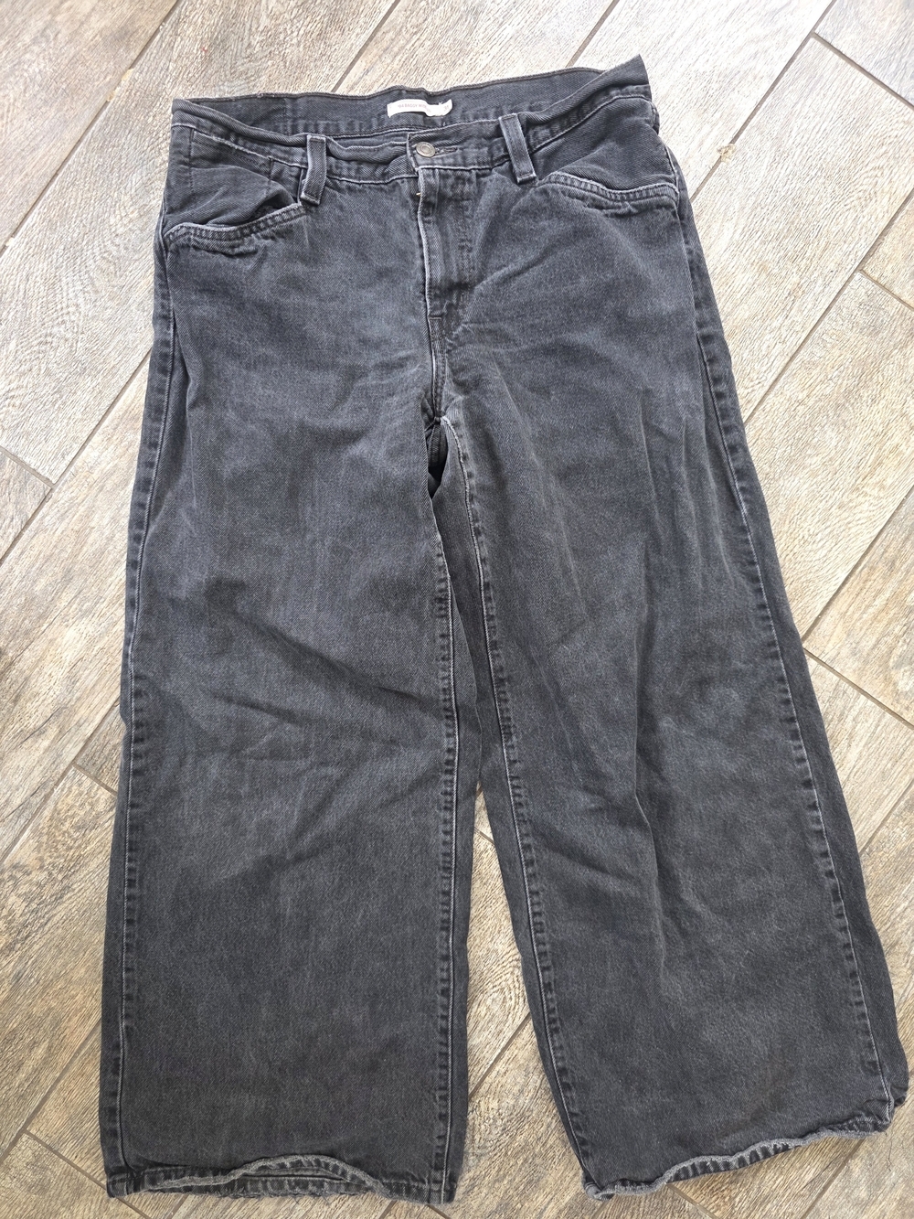 Levi's 94 Wide Leg Baggy Black Denim Jeans Womens Sz 31